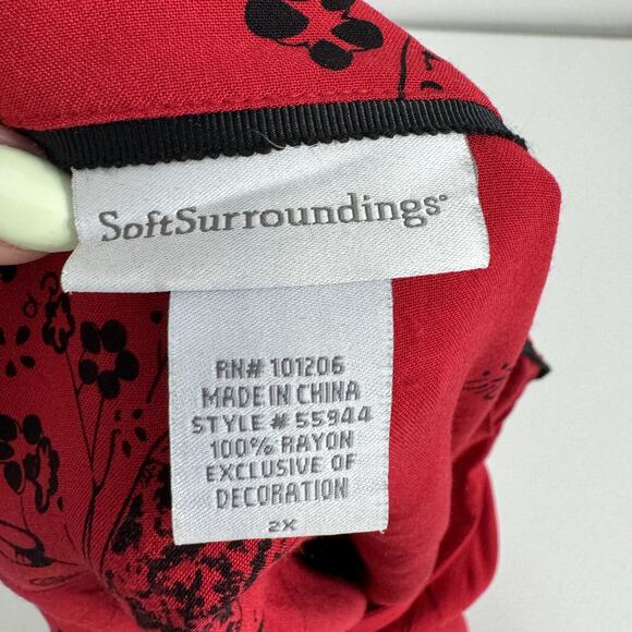 Soft Surroundings Shirt Womens 2X Red Pagoda Lantern Tunic Top Oriental Asian - Picture 13 of 14